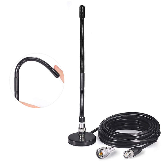 Bingfu 27MHz CB Radio Antenna Soft Whip Magnetic Base BNC & PL259 Male Compatible with Cobra Midland Uniden Maxon President Portable Handheld CB Radio