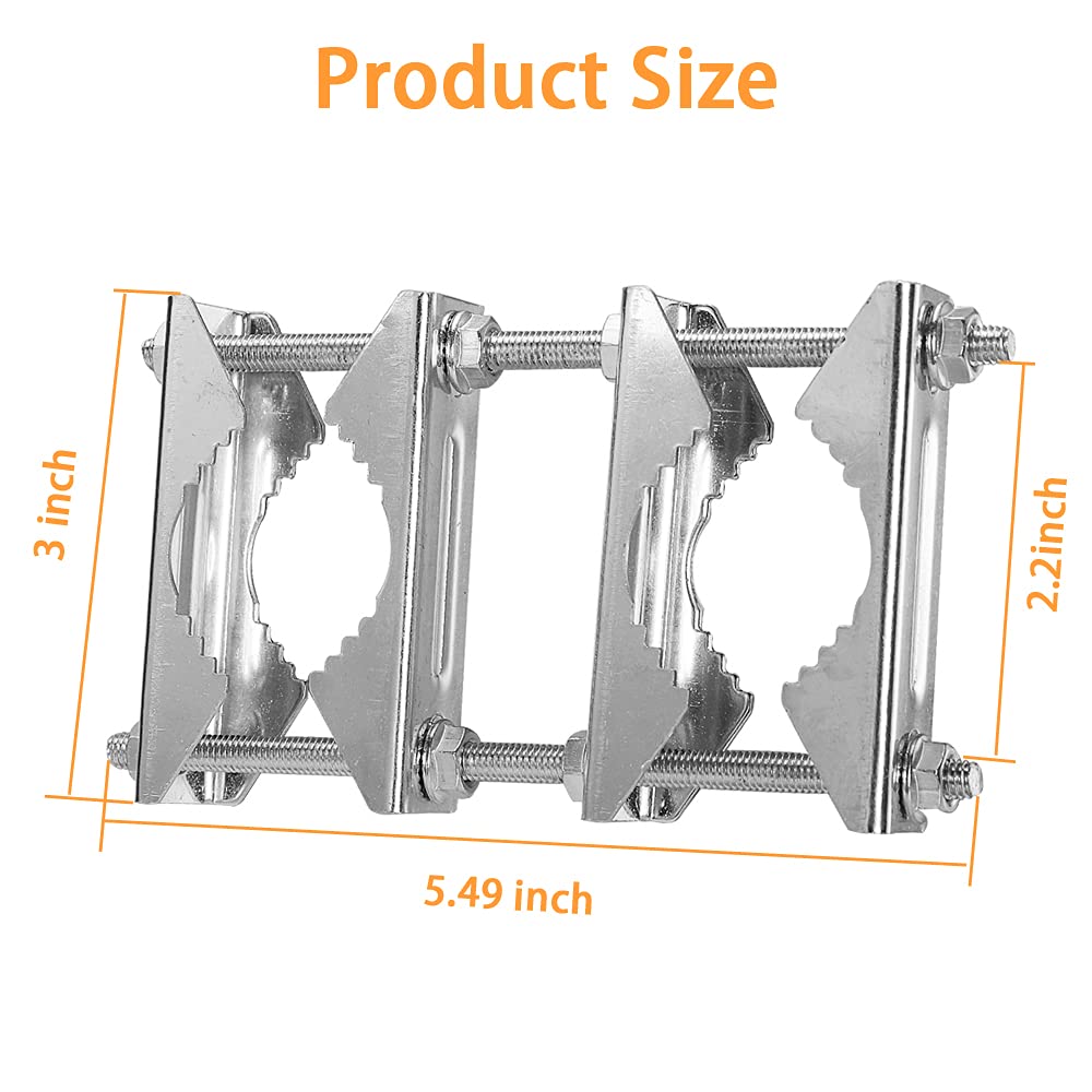 Double Antenna Mast Clamp V Jaw Block with Bolts Mast to Mast Clamp,Patio Umbrella Holder Heavy Duty Pole to Pole Mounting Bracket for WiFi Cellular