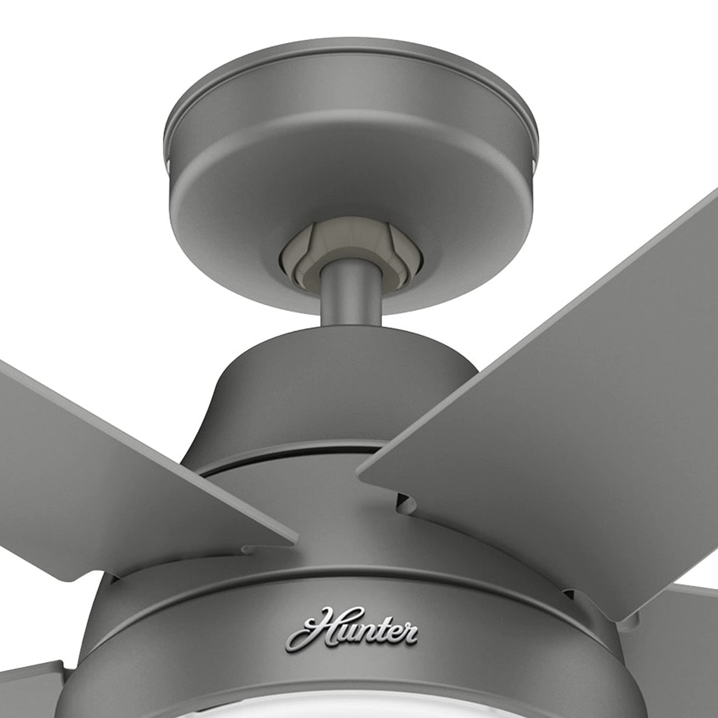Hunter Fan 52 inch Contemporary Matte Silver Indoor Ceiling Fan with Light and Remote Control (Renewed)
