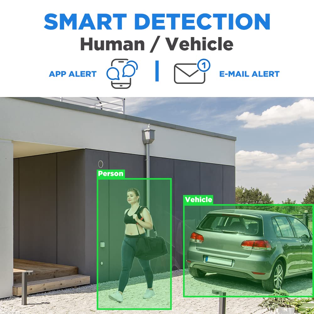 GW Security 16 Channel 4K NVR 8MP AI Human & Vehicle Detection Security Camera System with 16 UHD 4K 2160P Microphone PoE Outdoor/Indoor Waterproof IP