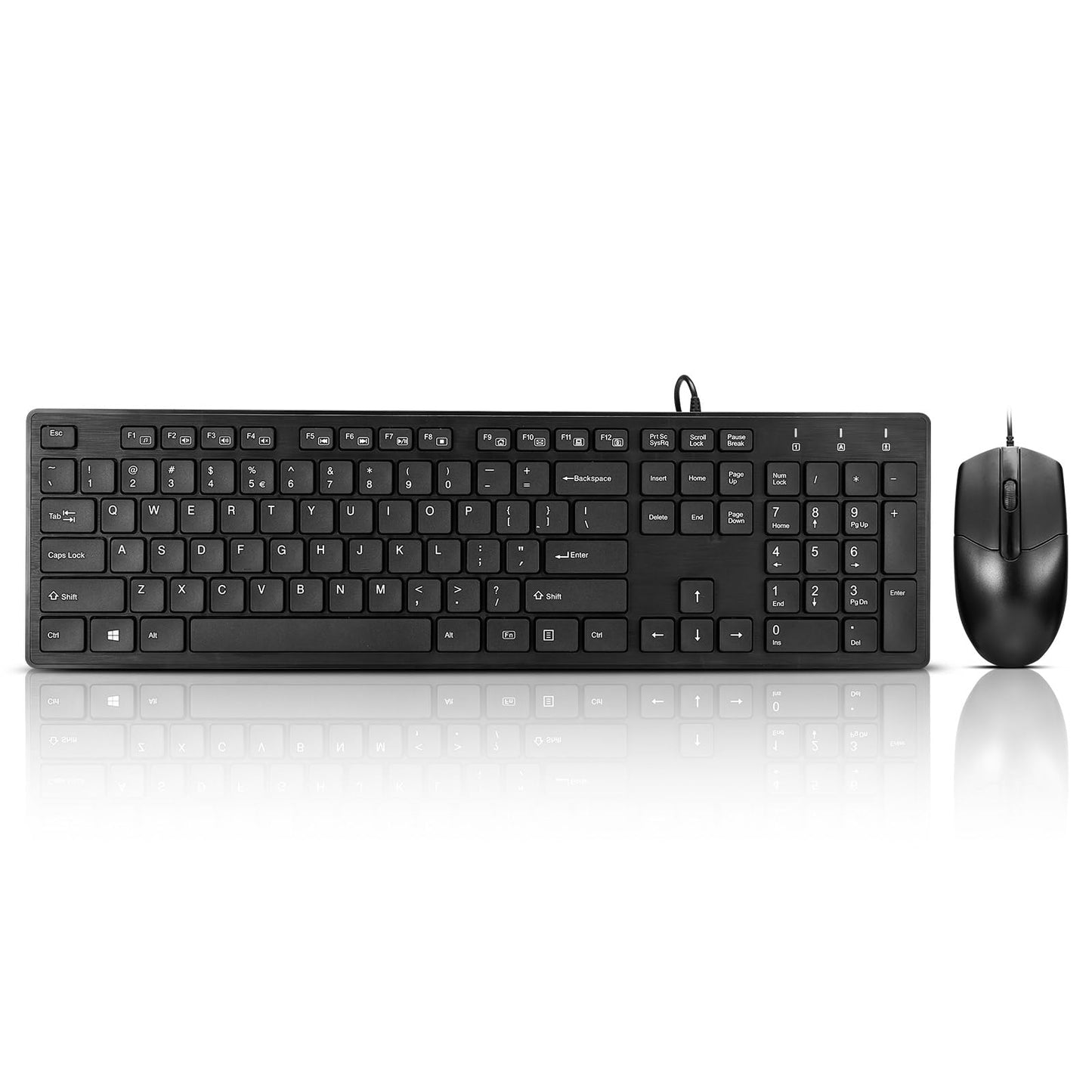 Wired Keyboard and Mouse Combo, Full-Sized Ergonomic Computer Keyboard and Optical Wired Mouse for Windows, Mac OS Desktop/Laptop/PC-Black