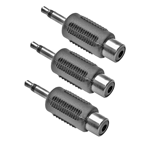3.5mm Male to RCA Female Audio Adapter, 3-Pack, 21mm Length, Stereo Connector