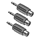 3.5mm Male to RCA Female Audio Adapter, 3-Pack, 21mm Length, Stereo Connector