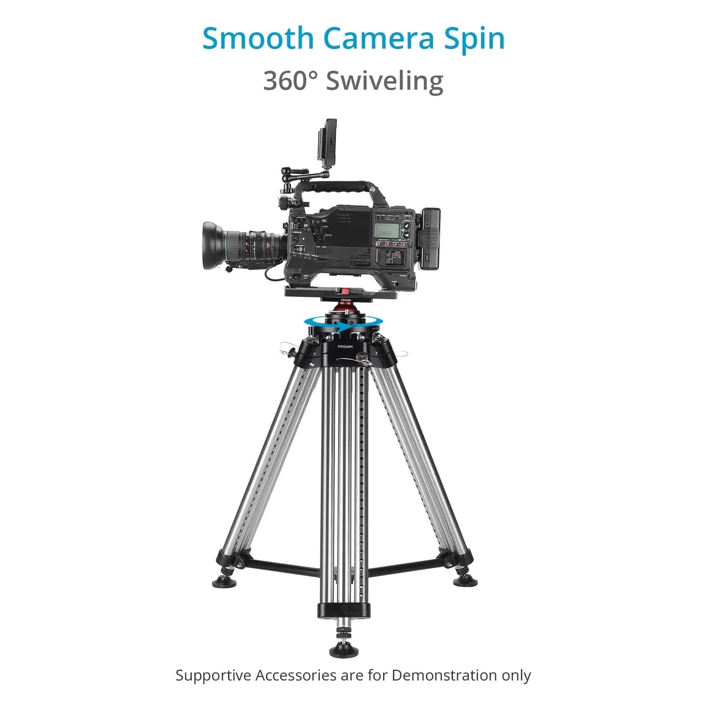 PROAIM Camera Support Leveling Base. Comes with Mitchell & 3/8” Base Mount. Payload up to 30kg/66lb. Swivel 360° with Inclination of up to 27°.