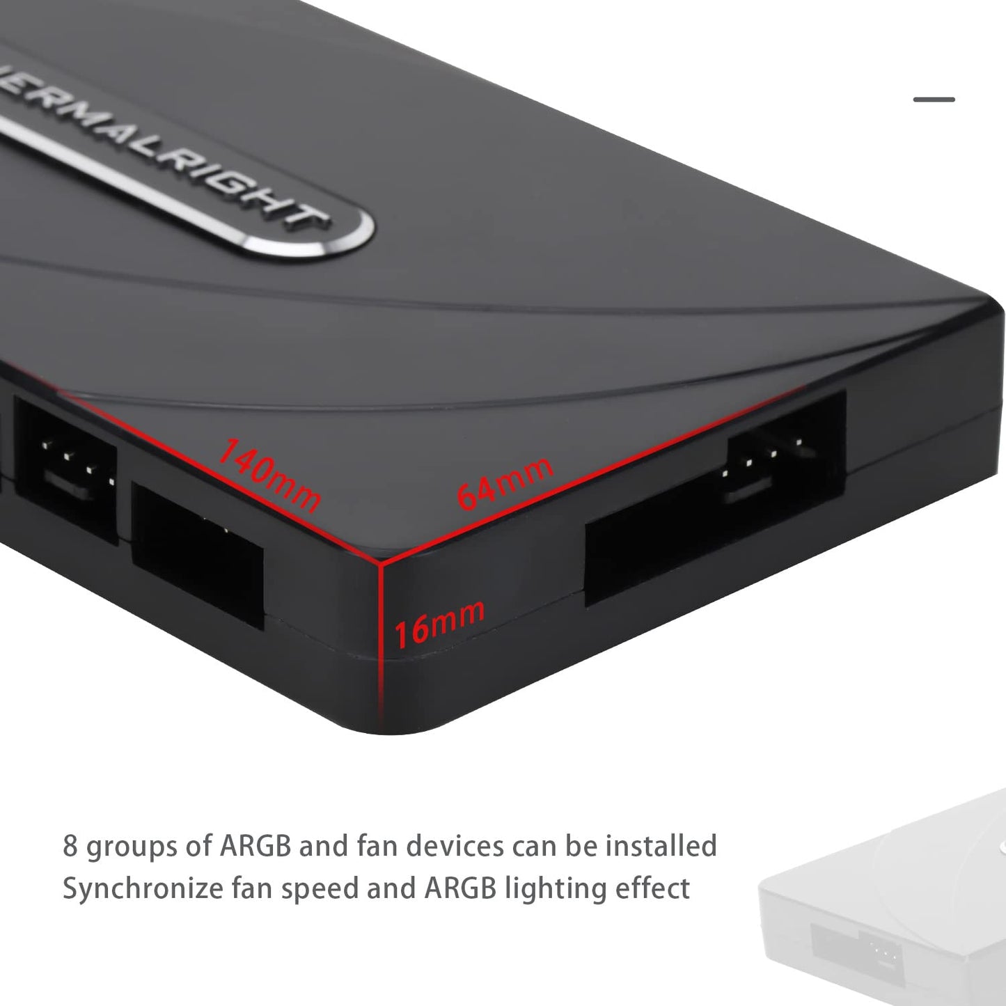 Thermalright ARGB Fan HUB Controller Support 8 Groups of Fans, 8-Port 4 Pin PC Fan Controller, 5V-3Pin ARGB Hub, Strong Paste+Magnetic Suction, SATA