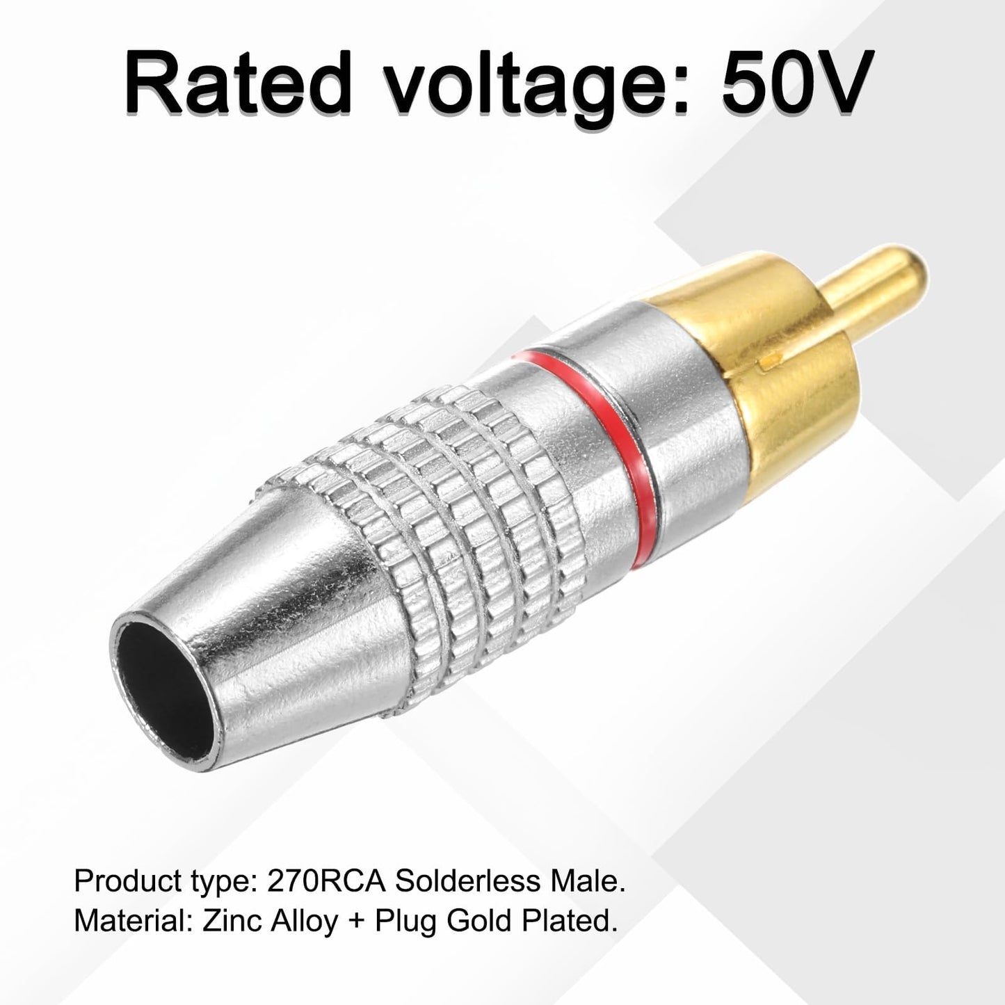 Fielect 50Pcs RCA Male Plug Connector Adapter, Solderless Gold Plated Audio Video Cable Adapter Connector for Speaker Wire, Home Theater, Amplifier