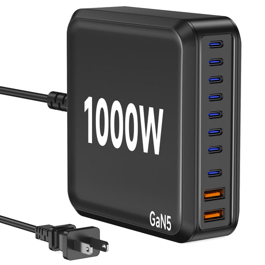 1000W USB C Charger Block,10 Port USB C Charging Station GaN Type C Charger Block,PD 140W Laptop Fast Charger Adapter with 8 USB-C Ports and 2 USB-A