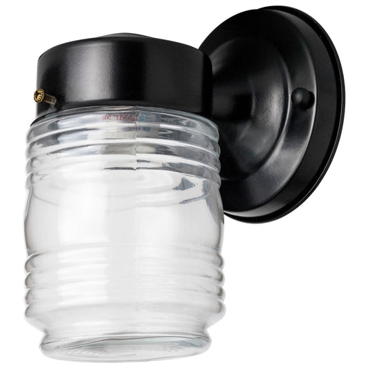 Sunlite 47040 Wall Mount Outdoor Jar Fixture, 60 Watts Max, Medium Base Socket (E26), 120 Volts, Outdoor, UL Listed, Black, for Residential