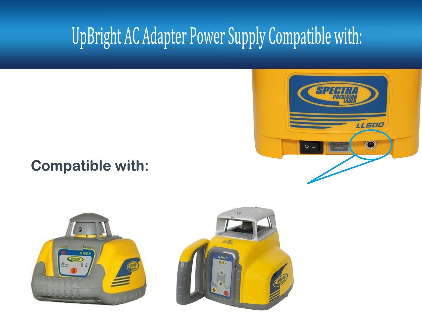 UpBright 6V AC/DC Adapter Compatible with Spectra Precision Laser Level Battery Charger #12761 Q102734 HV301 HV401 LL300 LL400 LL500 LL100N GL412…