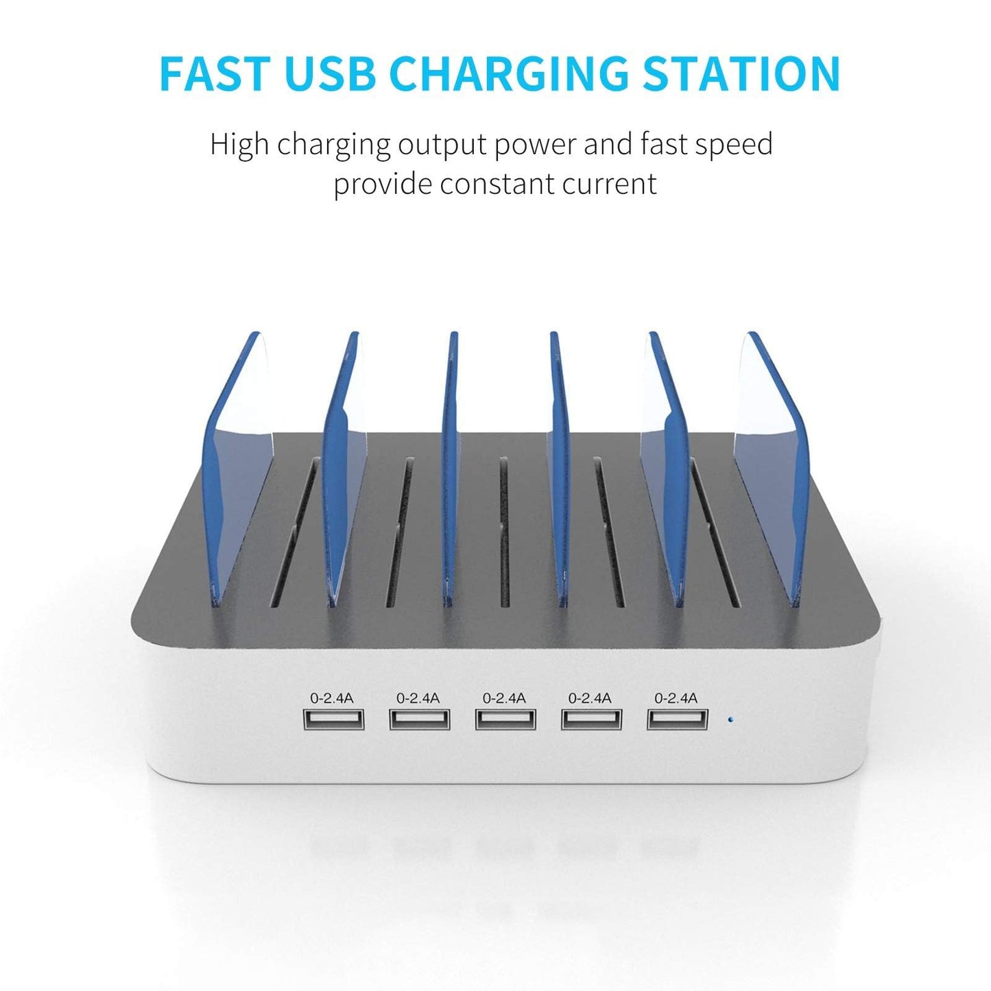 MSTJRY Charging Station for Multiple Devices : 5 Port Multi USB-A Charger Stations Multi-Device Organizer Charging Dock Designed for iPhone iPad Cell