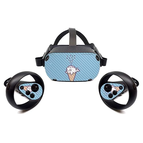 MightySkins Carbon Fiber Skin for Oculus Quest - Whale Ice Cream | Protective, Durable Textured Carbon Fiber Finish | Easy to Apply, Remove,