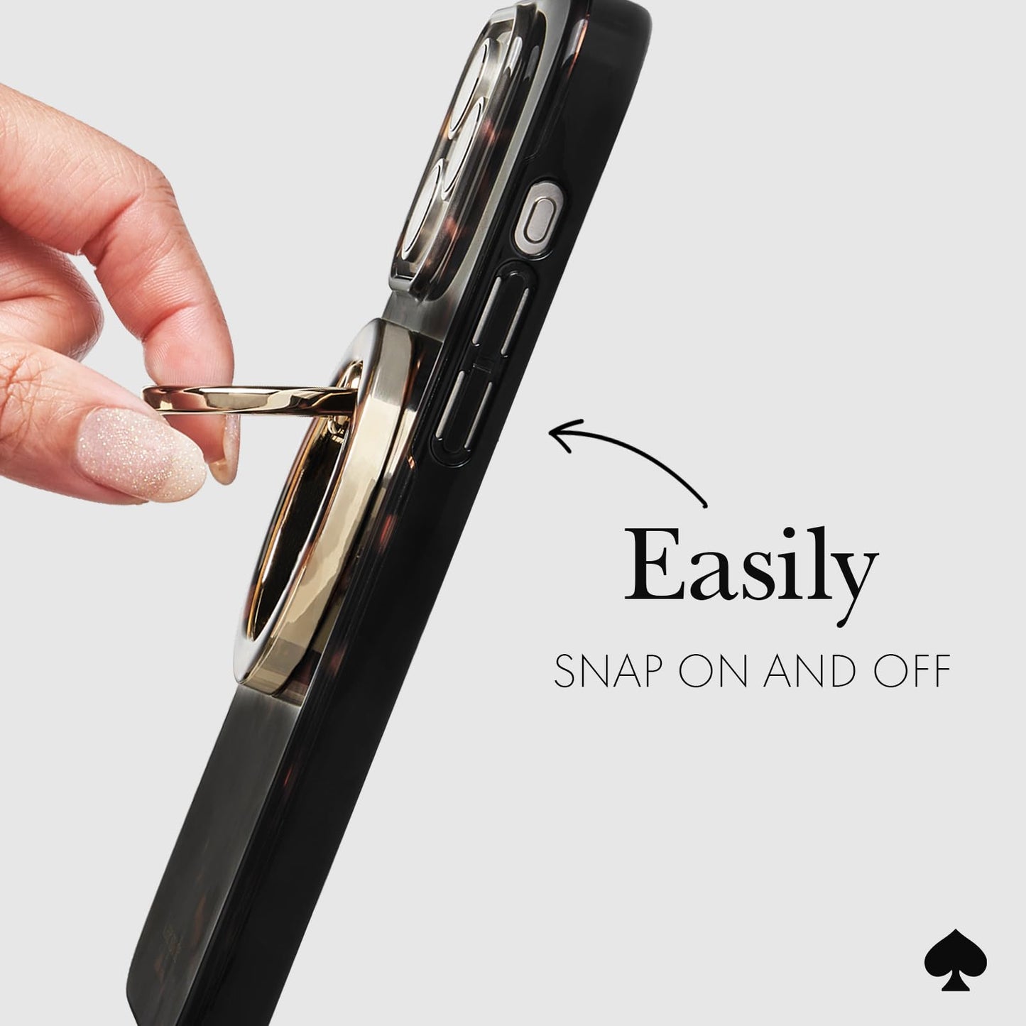 kate spade new york Magnetic Phone Ring Grip with Stand - Removable and Collapsible - Tortoiseshell