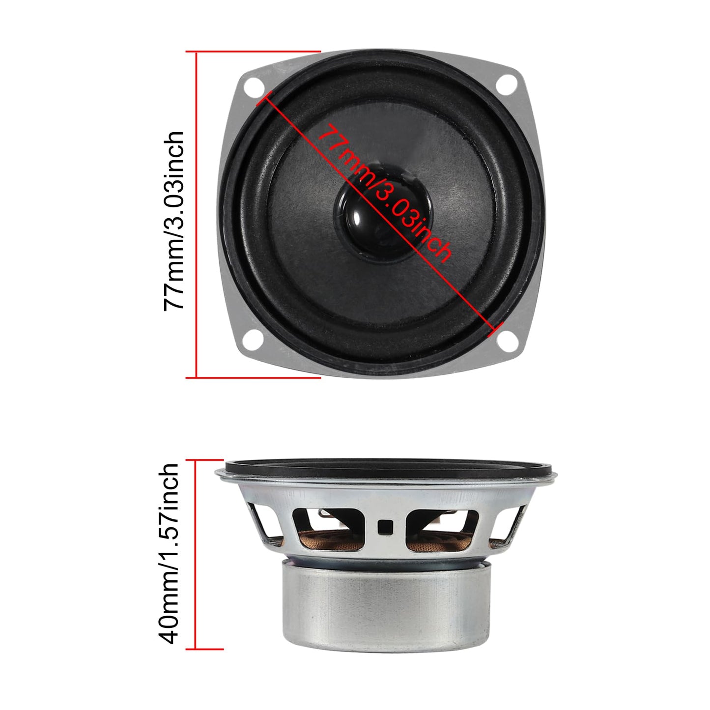 DWEII 2PCS 10W Mini 3" HiFi Full Range Speaker 8 Ohm Anti-Magnetic Audio 2.0/2.1 Home Stereo Woofer Loudspeaker 90dB High Sensitivity