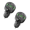 USB C Car Charger Adapter, PD 3.0 Charger, 5 USB QC 3.0 Car Phone Chager Fast Charging for iPhone 17, Galaxy S24 and Other USB Device. (2Pack)