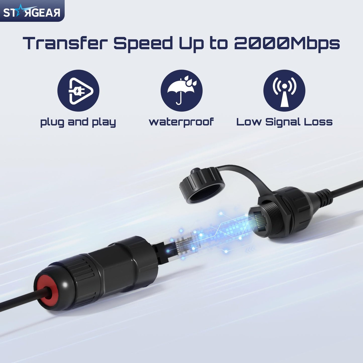 STARGEAR Starlink Ethernet Adapter for Gen 3/Mini, 1FT/30CM Waterproof Starlink Cable RJ45 Coupler Starlink Mini Ethernet Cable Extension