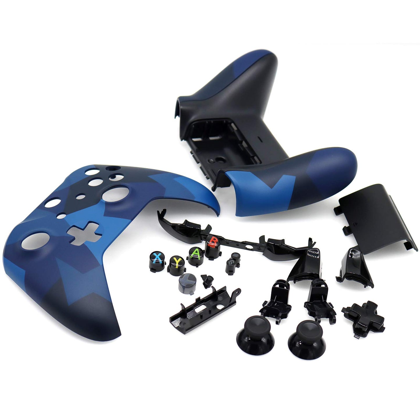 Deal4GO Full Housing Shell kit w/Thumbstick/Buttons/RB LB Bumper/Frontplate Replacement for Xbox One Controller Blue