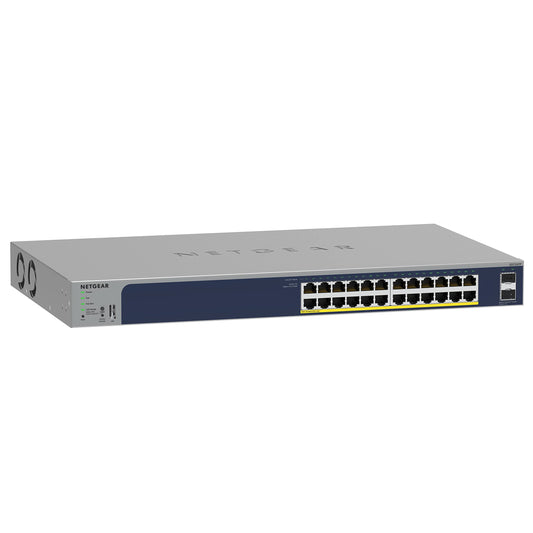 NETGEAR 26-Port PoE Gigabit Ethernet Smart Switch (GS724TP) - Managed, 24 x 1G, 24 x PoE+ @ 190W, 2 x 1G SFP, Optional Insight Cloud Management