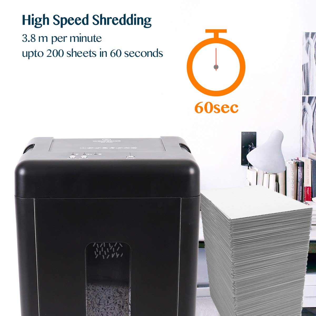 WOLVERINE 15-Sheet Super Micro Cut High Security Level P-5 Heavy Duty Paper/CD/Card Shredder for Home Office, Ultra Quiet by Manganese-Steel Cutter