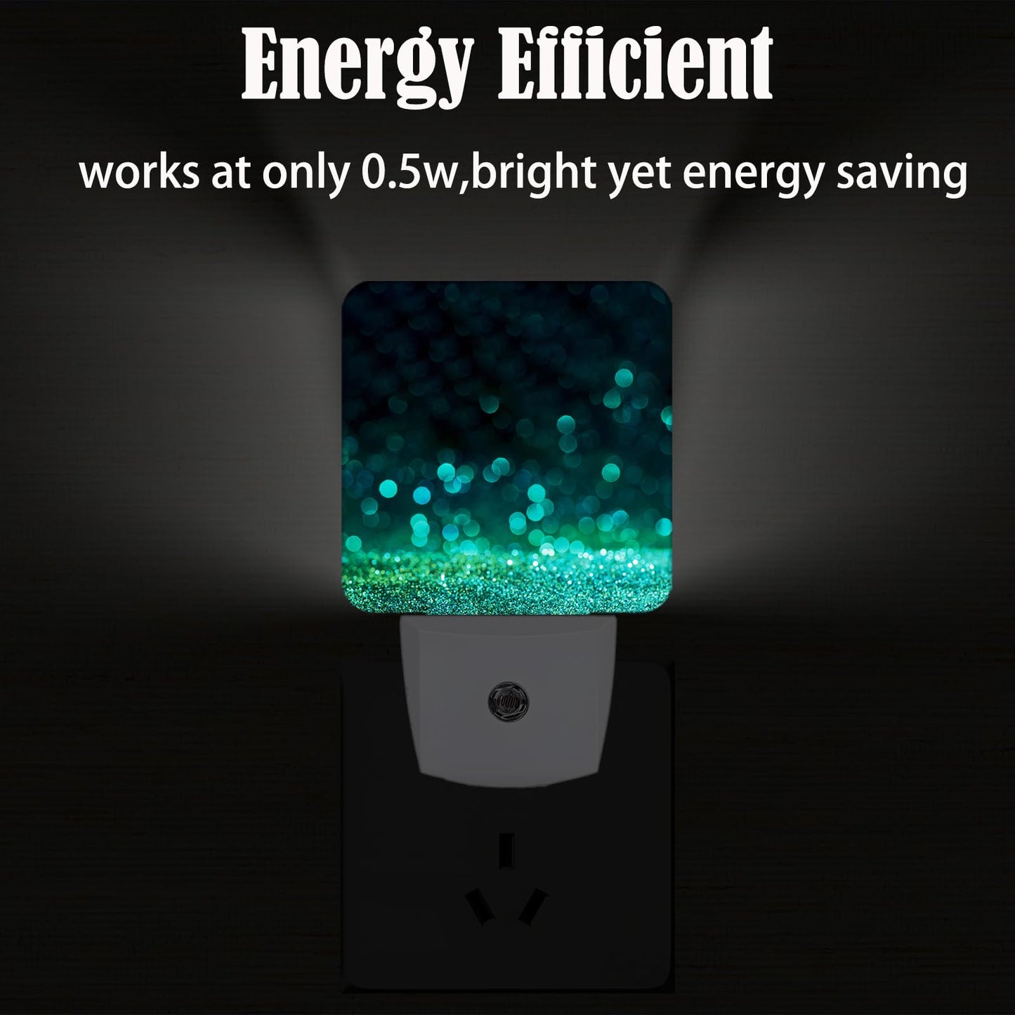 FSHVQKD Green Sparkling Glitter Night Light,Plug Into Wall with Dusk to Dawn Light Sensors, Warm Nightlights for Bedroom, Bathroom, Hallway, Kitchen