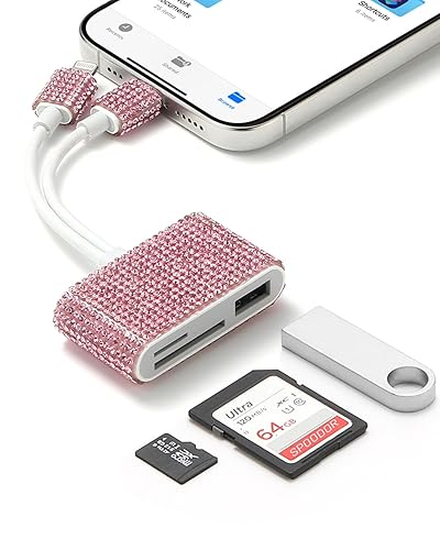 SPOODOR SD Card Reader for iPhone, Trail Camera Card Reader for Game Hunting Photos, Dual Connector (Lightening & USB-C) SD Card Reader for iPhone 17