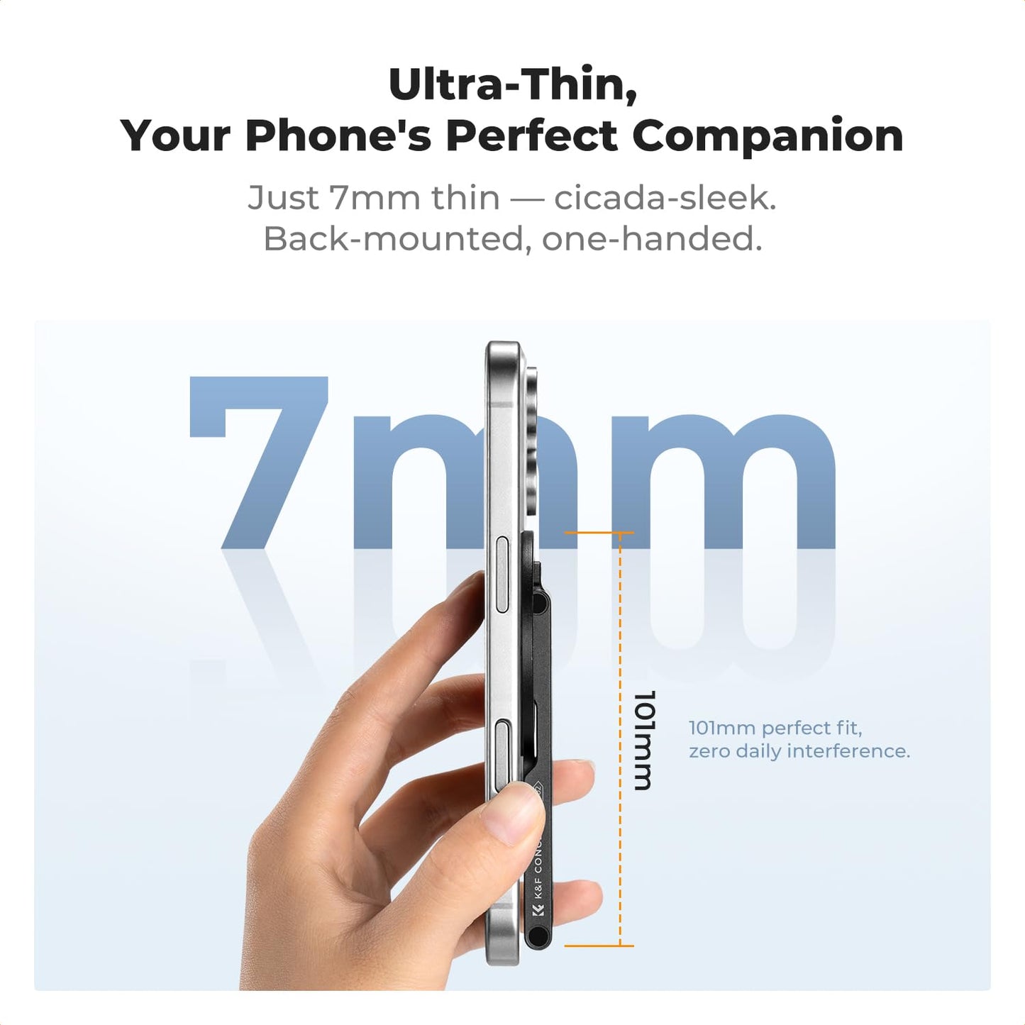 K&F CONCEPT PT02 7mm 59g Magnetic Phone Stand, Foldable Selfie Stick for iPhone, Dual-Sided Magnets Mini Tripod Pocket Cell Phone Stand with Hook