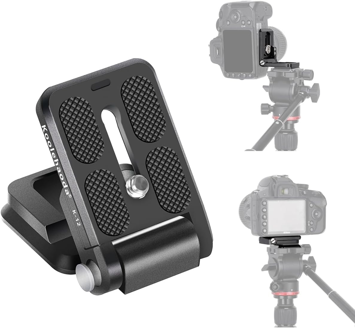 koolehaoda Foldable L-Shaped Quick Release Plate Camera L Bracket Vertical Horizontal Switching with 1/4 Inch Screw Replacement for Canon Nikon Sony