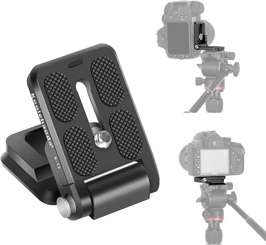 koolehaoda Foldable L-Shaped Quick Release Plate Camera L Bracket Vertical Horizontal Switching with 1/4 Inch Screw Replacement for Canon Nikon Sony
