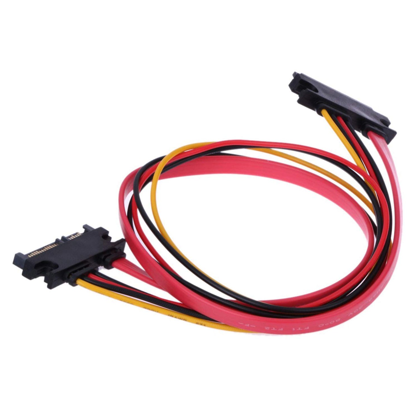 RLECS 2-Pack 50cm SATA Power Cable 22Pin (7+15) Male Plug to 22 Pin Female Jack Connector SATA Serial ATA Data Power Combo Extension Cables Wire Cords