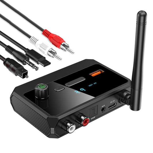 VR-robot Bluetooth 5.3 Receiver, RCA Bluetooth Adapter for Home Stereo, Support Optical AUX 3.5mm, RCA Bluetooth Receiver Adapter for Stereo Speakers