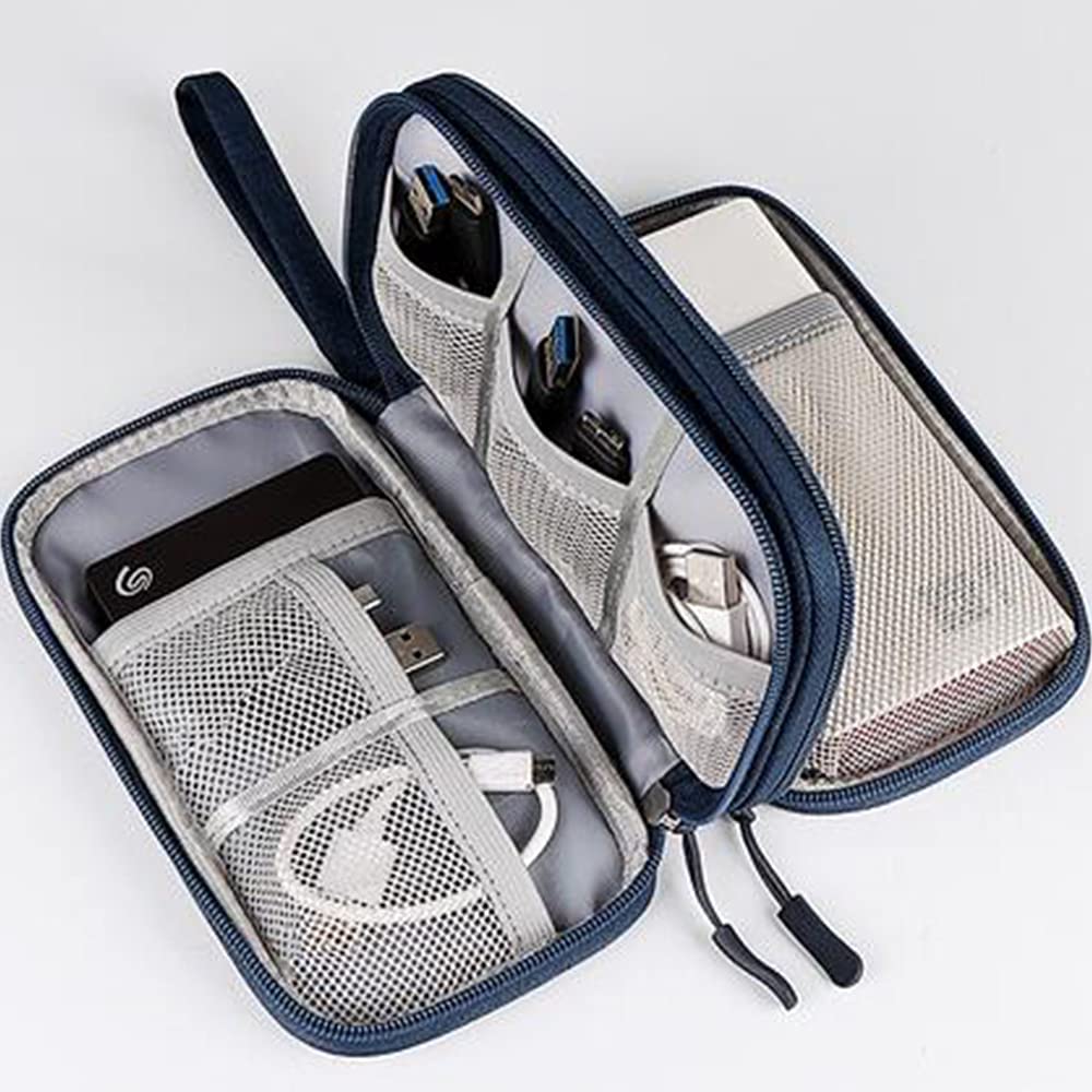 Dealcase Universal Electronics Accessories Case, Waterproof Portable Cable Organizer Bag, Multifunctional Travel Digital Accessories Storage Bag, Navy