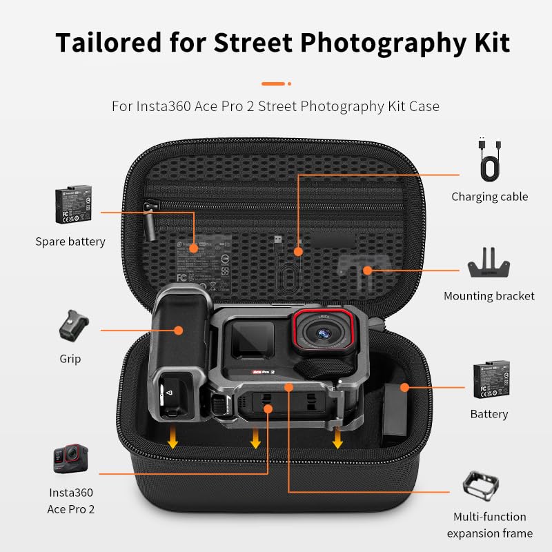 Ace Pro 2 Case, Portable Carrying Bag Compatible for Insta360 Ace Pro 2/ACE Pro Camera & Grip & Battery Accessoires, Xplore Bundle Kit Hard Travel
