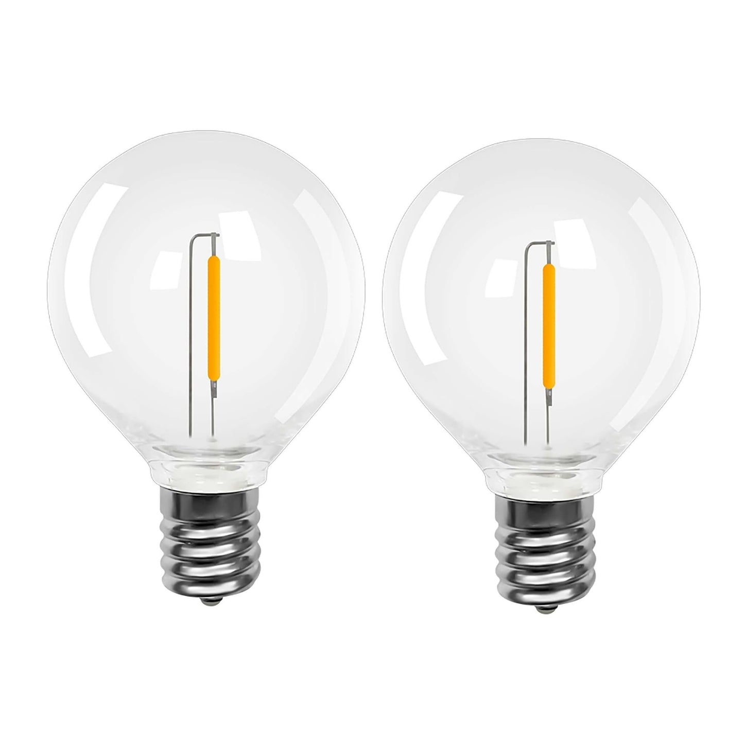 Holiday Bright Lights Replacement G50 Warm White Bulbs, LED Straight Filament Outdoor Patio String Lights (2 PK)