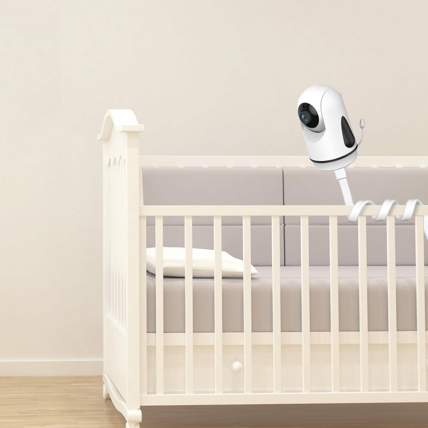 HelloBaby Flexible Baby Camera Mount Monitor Stand Baby Monitor Holder Attaches to Crib Cot Shelves or Furniture (White)(Baby Monitor not Included)