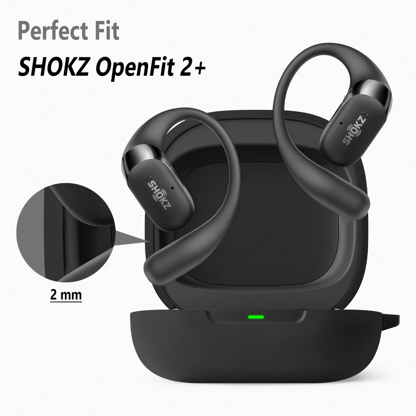 Geiomoo Silicone Cover for SHOKZ OpenFit 2+ T921 Case, Cover for SHOKZ OpenFit 2 T920 Case, Soft Flexible Scratch Resistant Protective with Carabiner