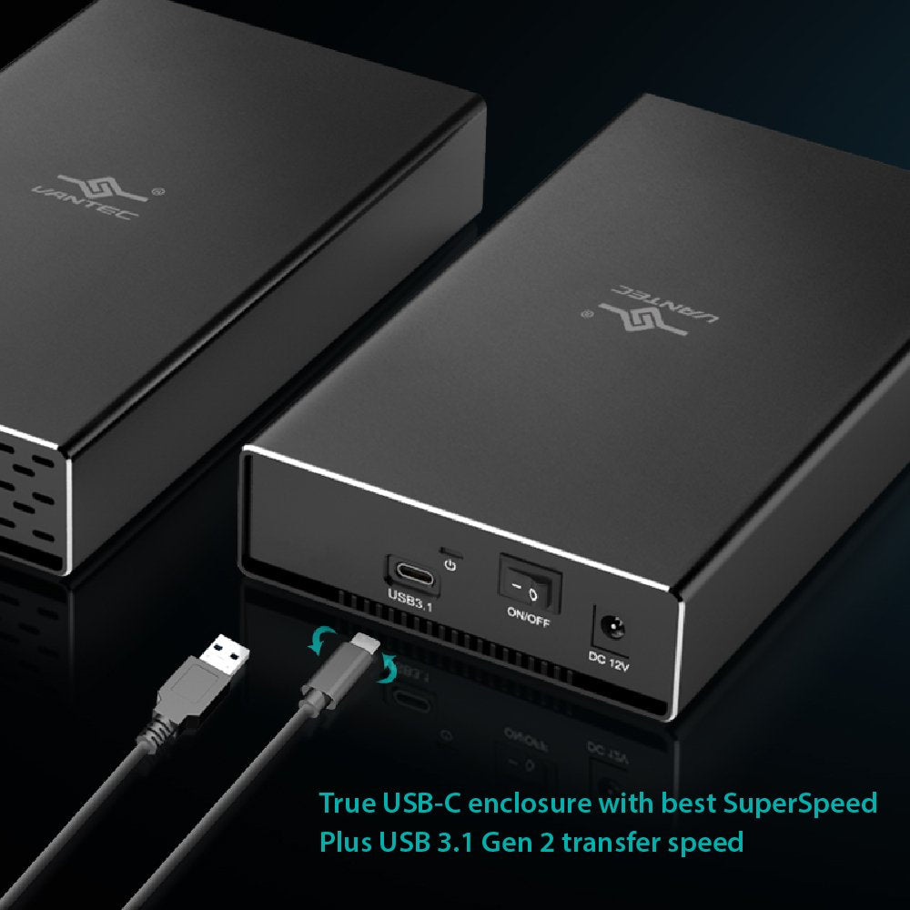 VANTEC NST-371C31-BK USB 3.1 GEN 2 Type-C 3.5 in. SATA HDD and SSD Enclosure