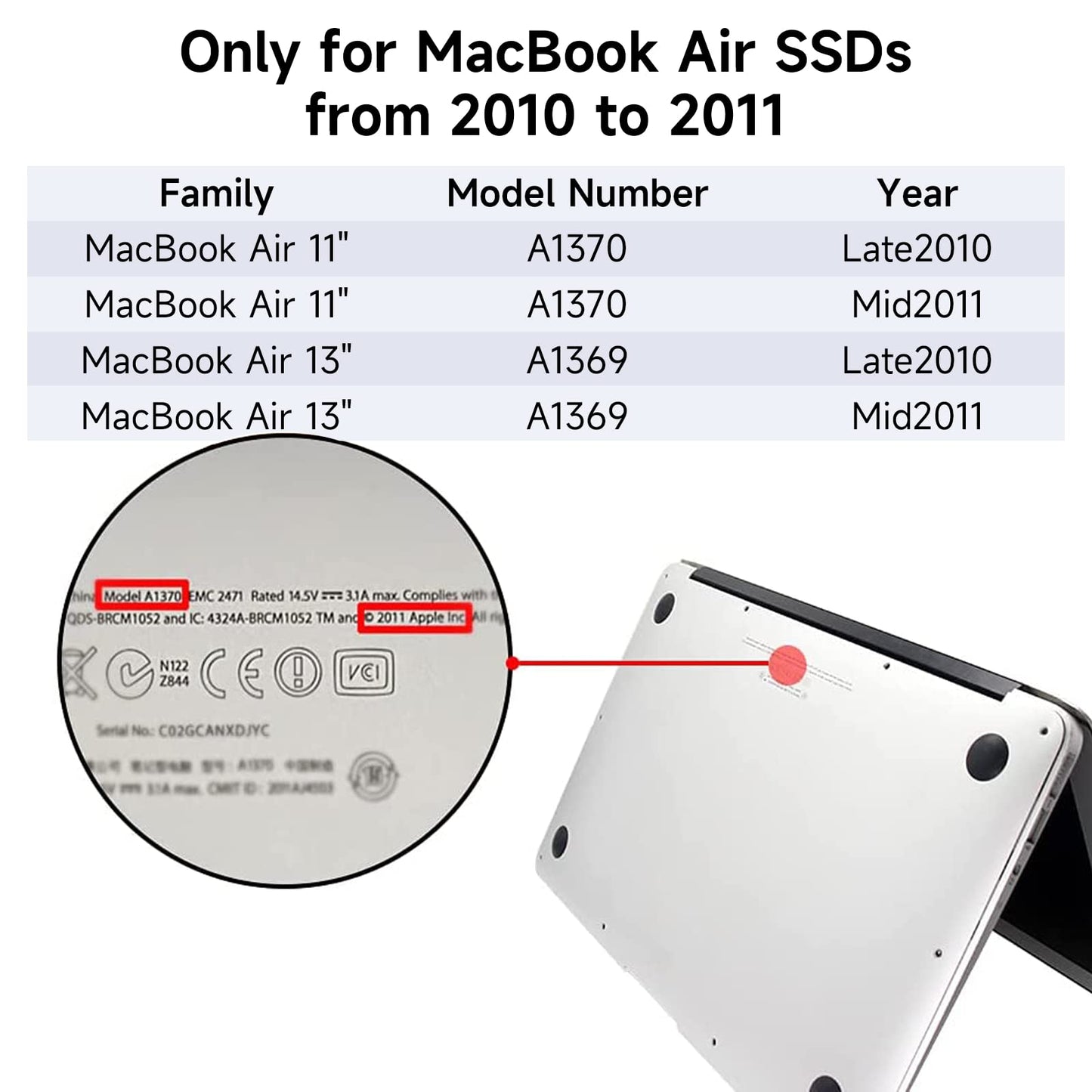 ACASIS USB C 3.0 SSD Enclosure for Narrow Apple Flash SSDs MacBook Air from 2010 to 2011 Portable Storage Enclosure Compatible with M.2 Nvme SSD