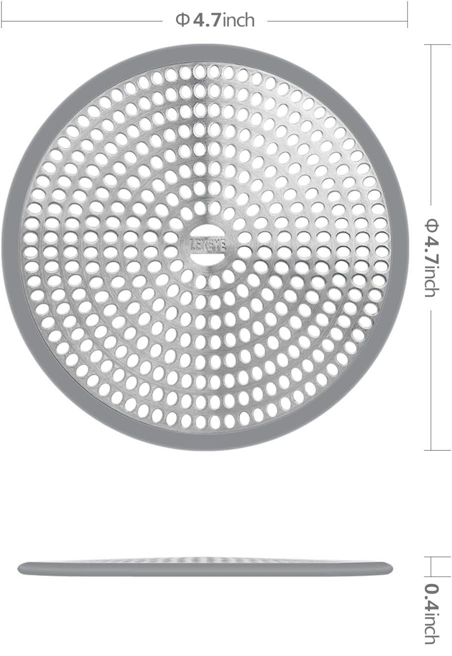 LEKEYE Shower Drain Hair Catcher/Strainer/Stainless Steel and Silicone