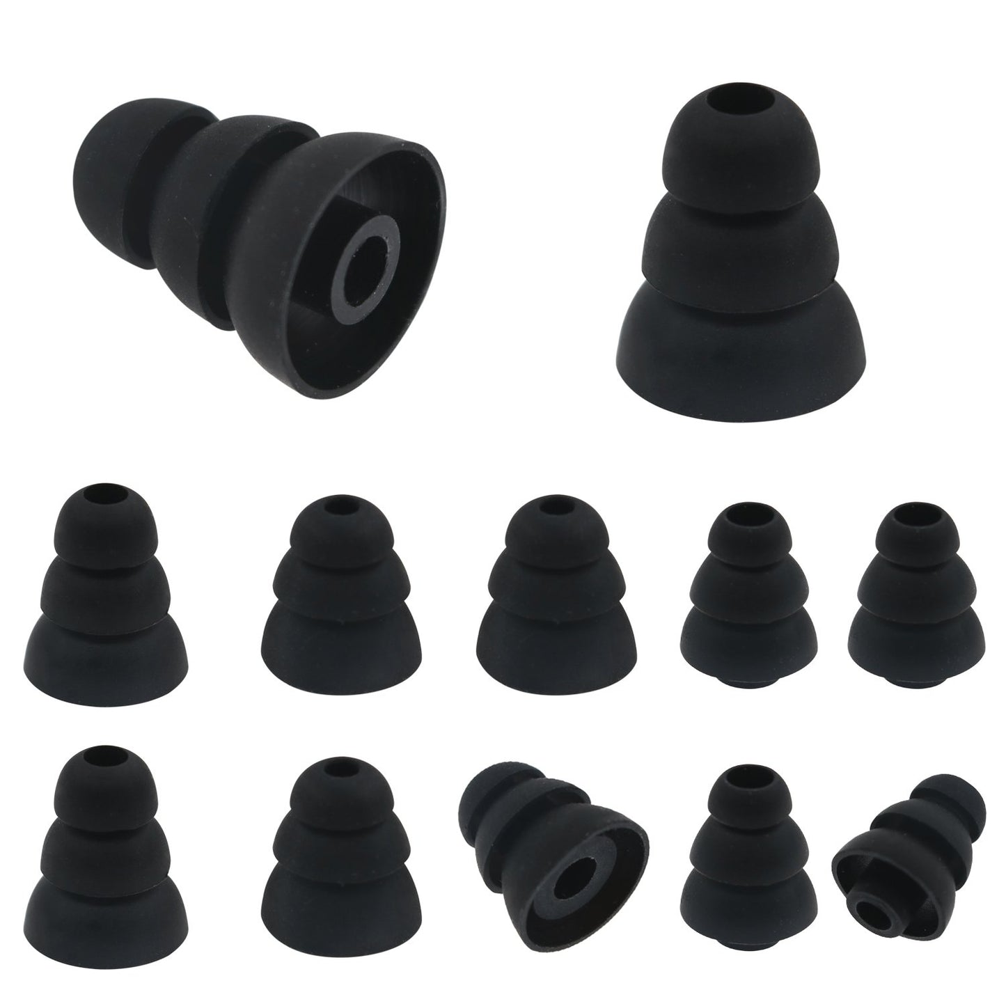 ALXCD Triple Flange Ear Tip, 6 Pairs S/M/L Size Triple Three Flange Noise Isolation Silicone Earbuds Tips with 4mm Connector Hole, Fit for Most in Ear