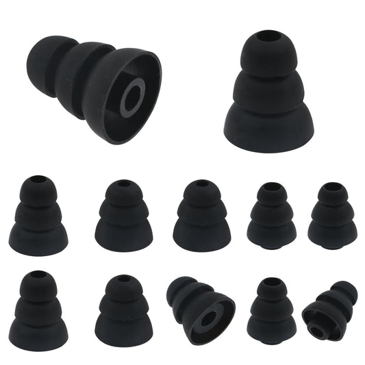 ALXCD Triple Flange Ear Tip, 6 Pairs S/M/L Size Triple Three Flange Noise Isolation Silicone Earbuds Tips with 4mm Connector Hole, Fit for Most in Ear