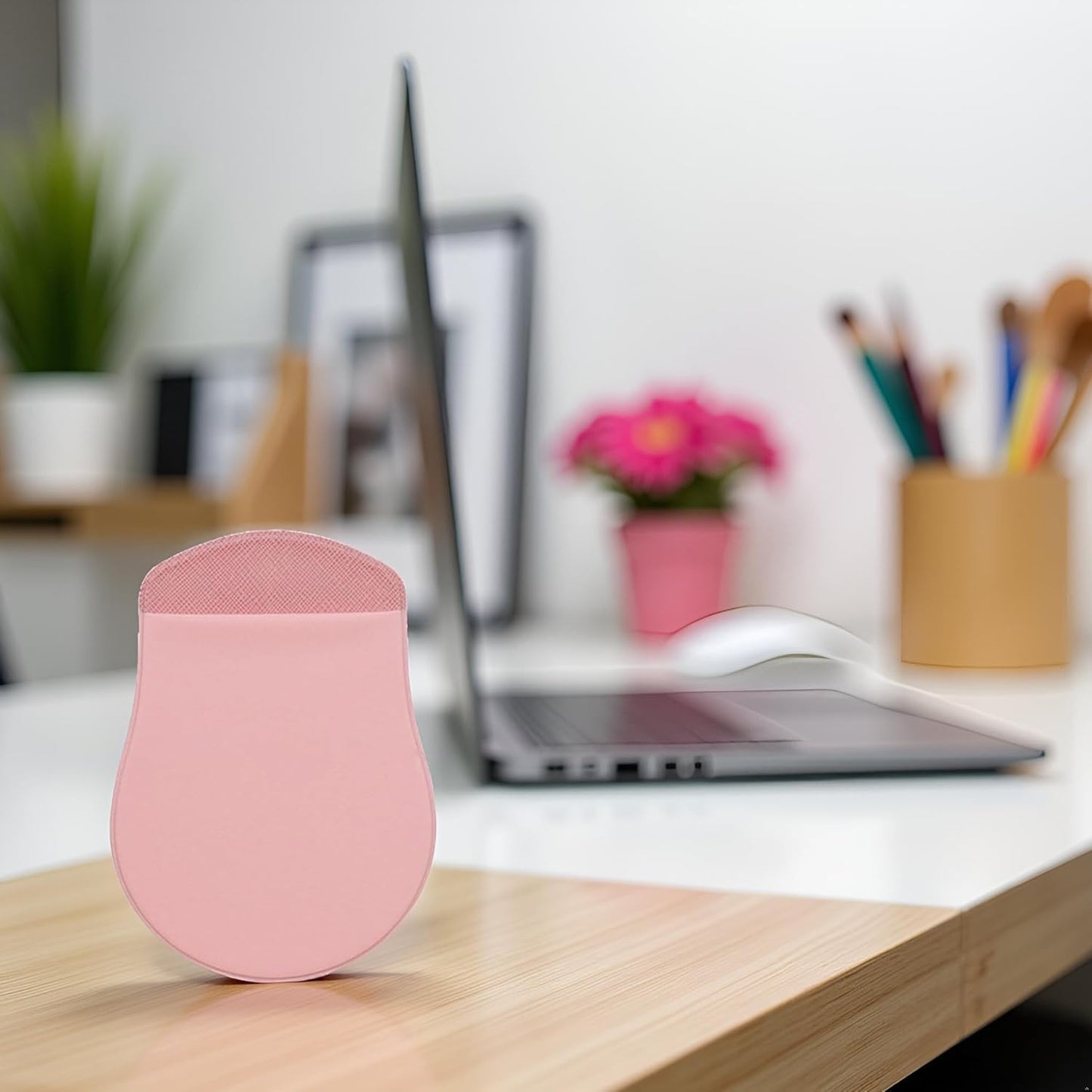 2Pcs Pink Universal Stick-On Mouse Pouch Holder for Sleevefor Laptop Reusable Adhesive Storage Mouse Holder, Cover Office Worker Mouses Storage Bag