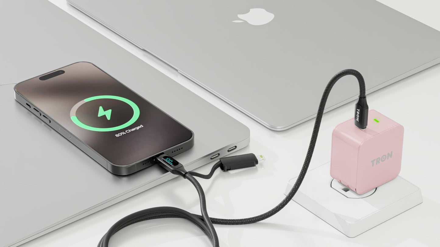 Tron 25W Power Adapter, Black, High-Powered USB Type-C Charging Adapter, Perfect for Home, Office or On-The-Go Use (Pink)