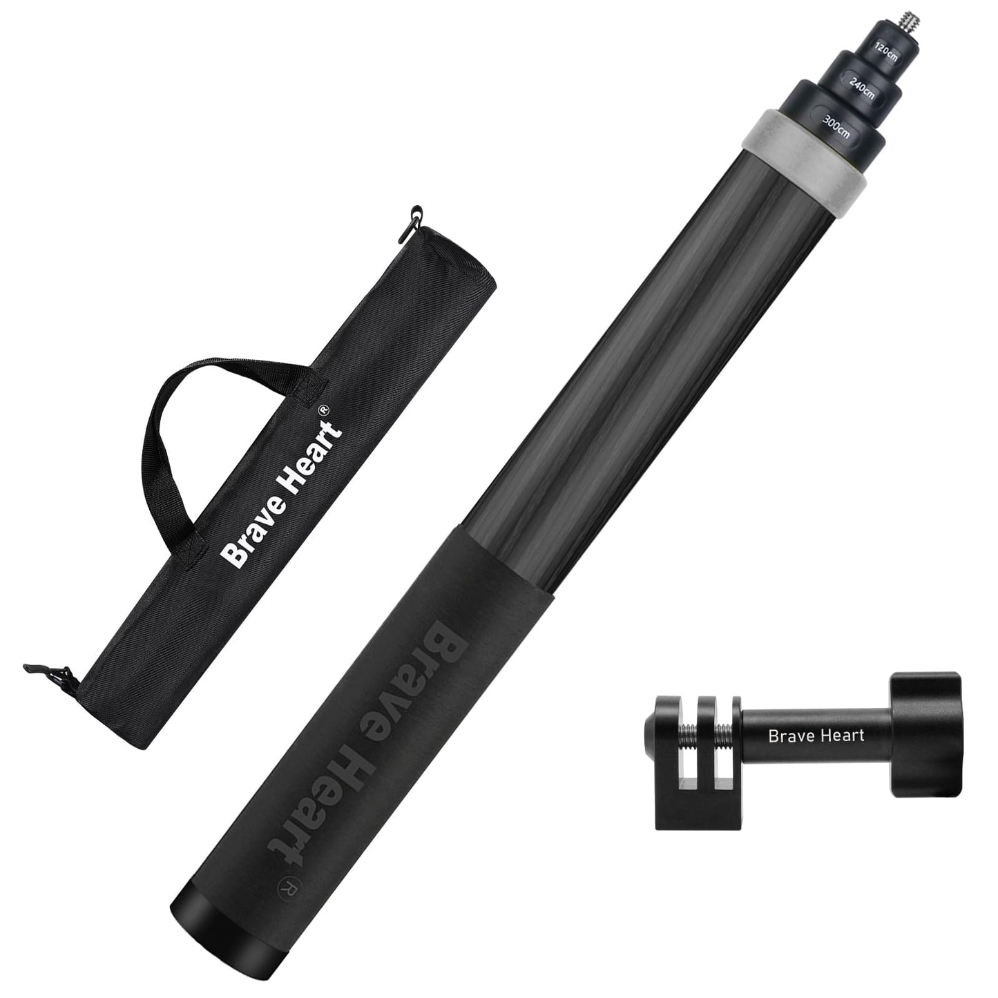 Kezhi 118inch/3.0m 9.8ft Extended Super Long Carbon Fiber Invisible Selfie Stick for Insta360 X5 Insta 360 X4 X3 ONE X2 R X GO 3S 3 2 Action for DJI