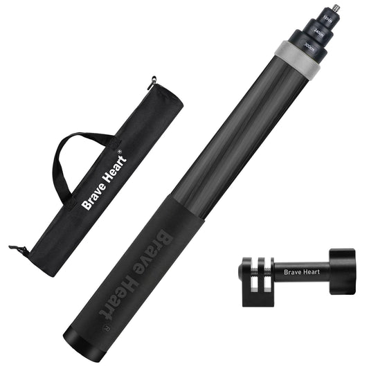 Kezhi 118inch/3.0m 9.8ft Extended Super Long Carbon Fiber Invisible Selfie Stick for Insta360 X5 Insta 360 X4 X3 ONE X2 R X GO 3S 3 2 Action for DJI