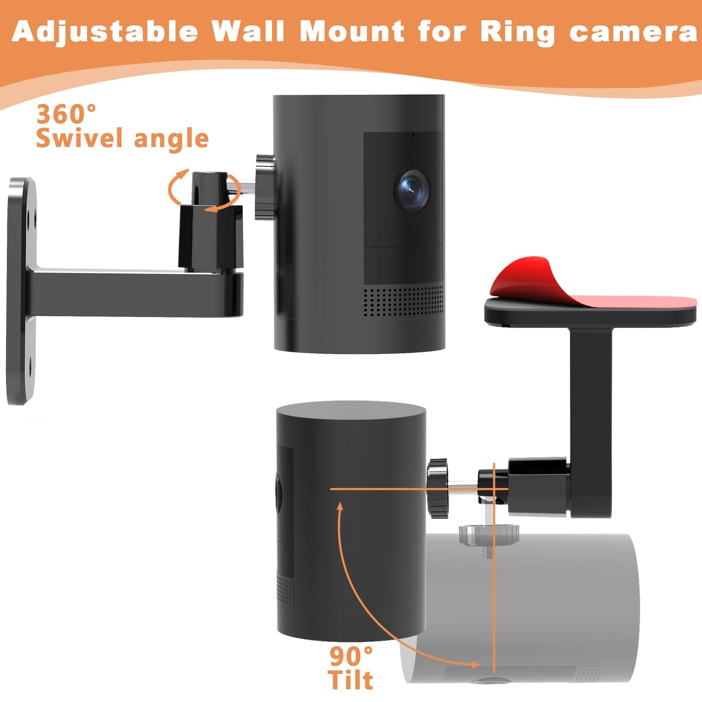 2Pack Camera Wall Mount,Compatible with Outdoor Cam Plus/Stick Up Cam Battery/Plug-in/Pro/Indoor Cam(1st Gen),360 Degree Adjustable No Drilling Mount