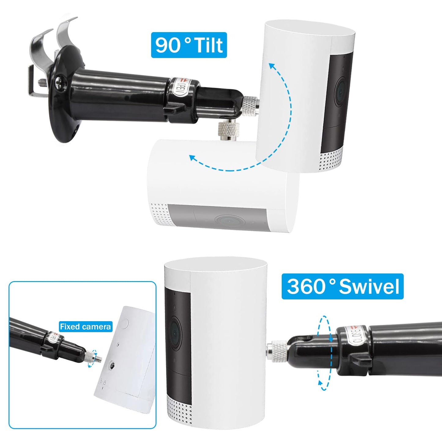 Haoyou Vinyl Siding Wall Mounts for Ring Stick Up Cam Battery & Ring Outdoor Cam Plus/Wyze/Eufy/Arlo Camera, No Drill 360 Degree Adjustable, Home