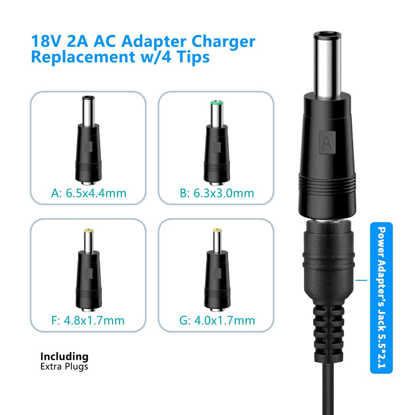 18V DC Adapter Charger Compatible for Altec Lansing Mix 2.0 Rockbox XL IMW999, Altec Lansing IMW889 Bluetooth Speakers, Brookstone Big Blue Studio…