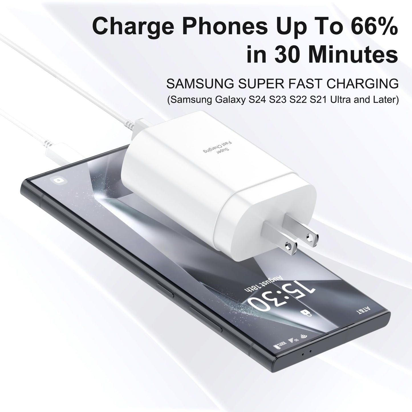 Samsung USB C Wall Charger,2-Pack PD 25W Super Fast Charger Whit USB C Fast Charging Cable for Samsung Galaxy S26/S26 Ultra/S26+/S25