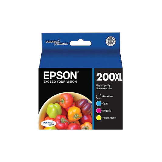 Epson T200XL Black/Cyan/Magenta/Yellow High Yield Ink Cartridge, 4/Pack (T200XL-XCS) in Retail Packaging