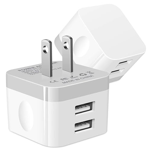 Dual USB Wall Charger, 2Pack 2.4A Double USB Wall Plug iPhone Fast Charger Block Box Brick Adapter for iPhone 17 16 15 14 13 12 Pro Max XS X 8 Plus