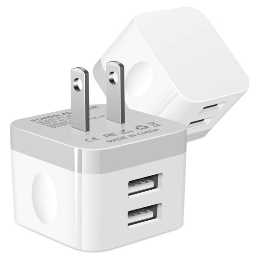 Dual USB Wall Charger, 2Pack 2.4A Double USB Wall Plug iPhone Fast Charger Block Box Brick Adapter for iPhone 17 16 15 14 13 12 Pro Max XS X 8 Plus